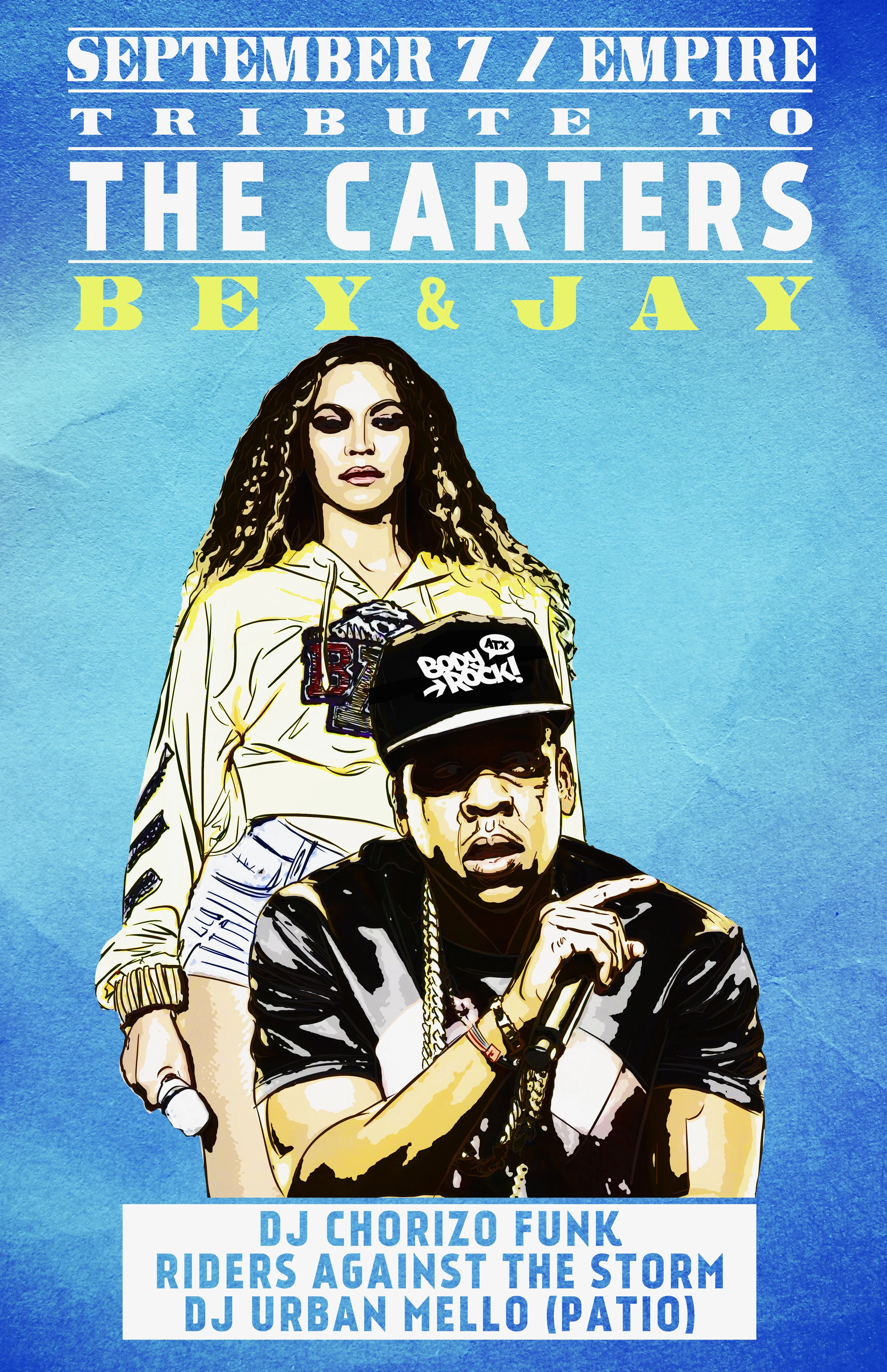 Body Rock ATX presents a Tribute to the Carters September 7, 2018. Ticket link HERE.