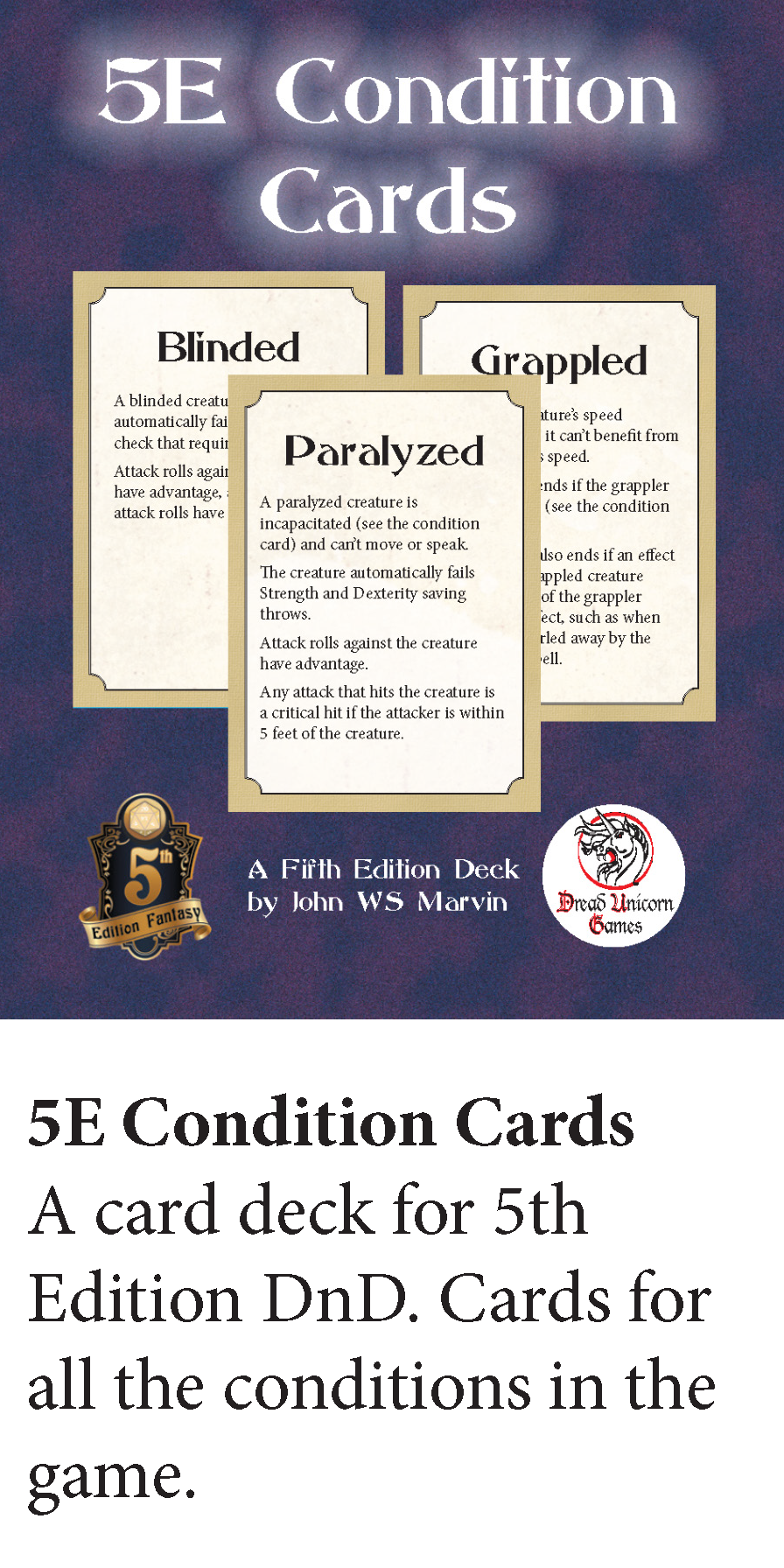 5E Condition Cards
