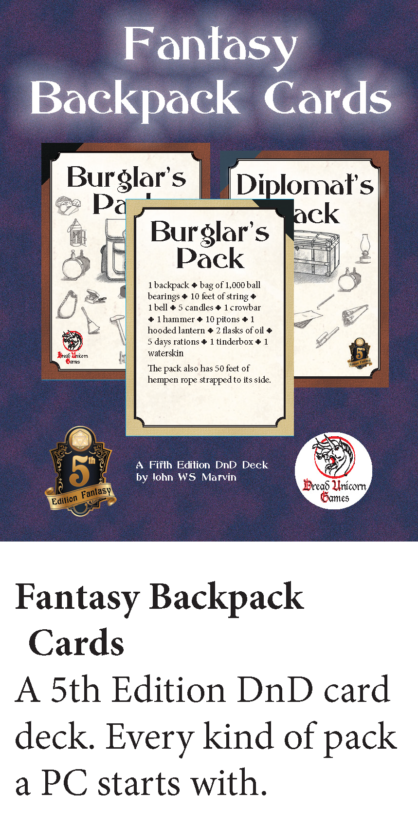 Fantasy Backpack Cards