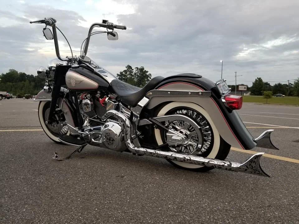 Hand Engraved 2002 Harley Davidson Heritage Softail - Photo courtesy of Lynn Brandt.