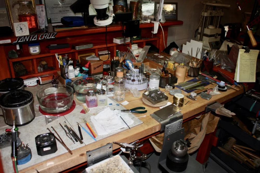 My workbench - a little more organized than usual! I won’t show you today’s image! :)