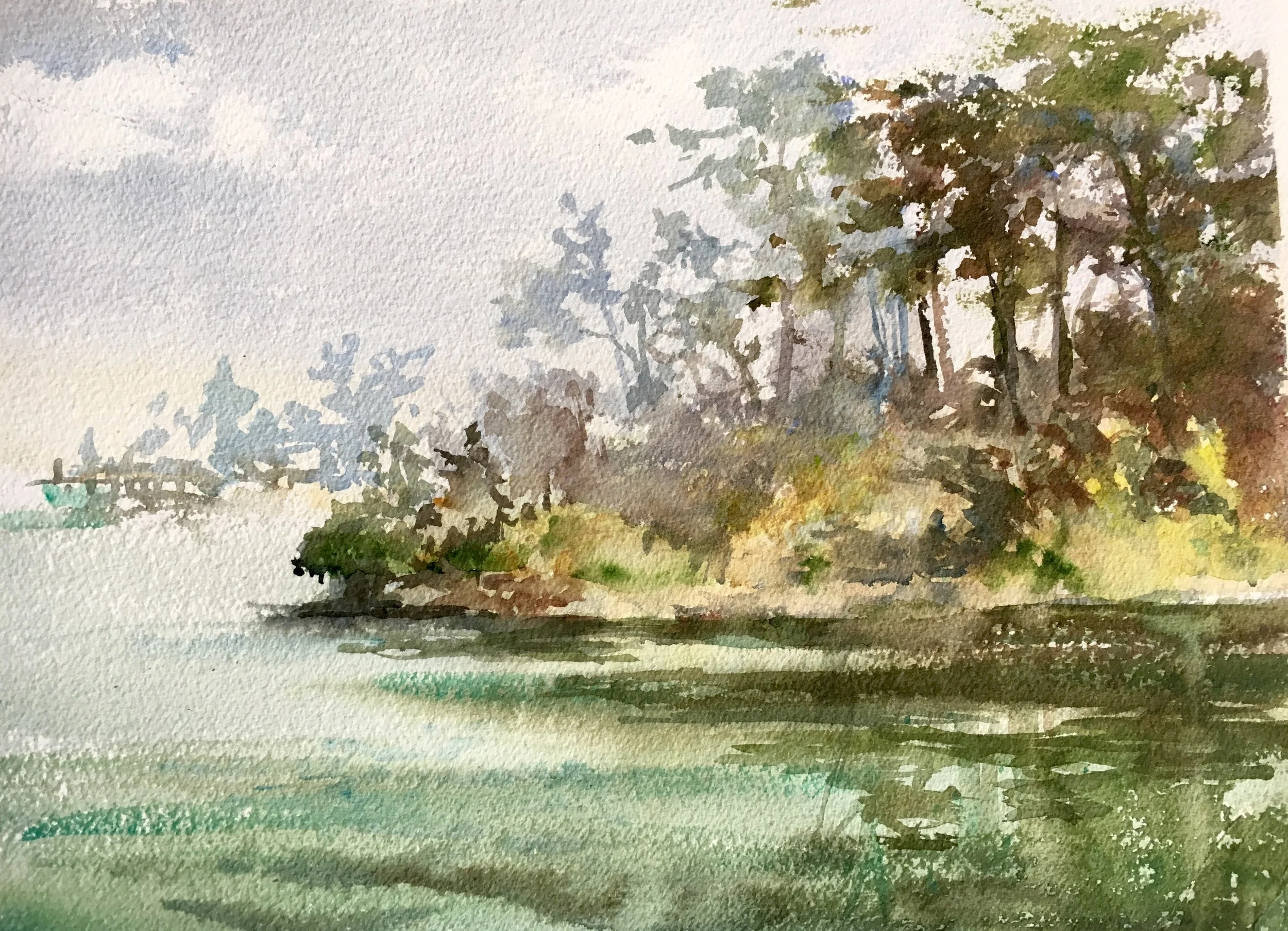 Under the Noyo Bridge, (L)- (plein air).JPG