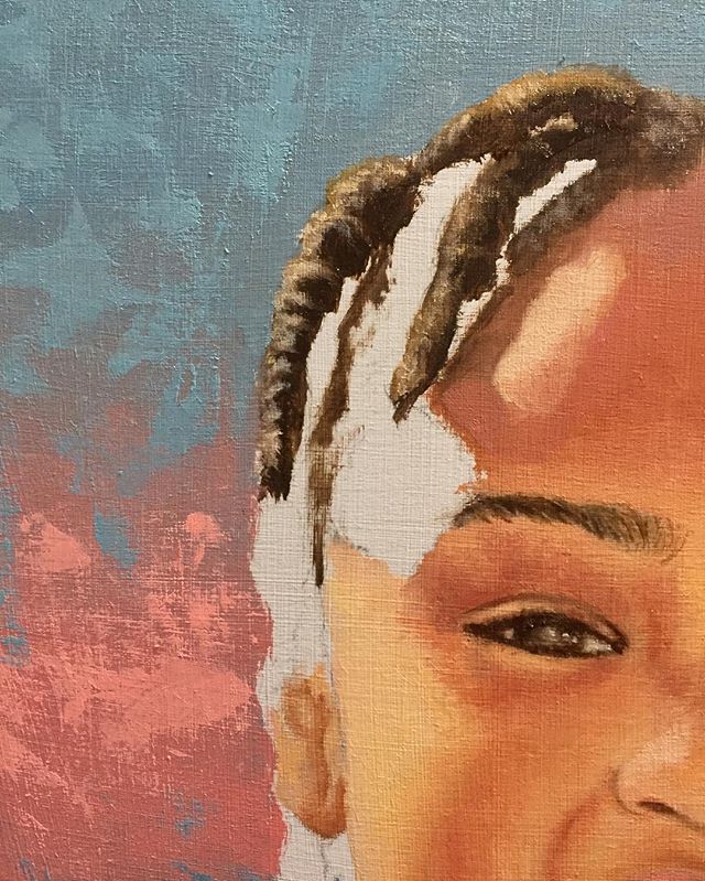 Crop of a commissioned painting. I'm having fun with this one.
-
-
-
-#oilpainting #portrait #painting #chicagoartist #chicagoart #fineart #drawing #contemporaryart #figurepainting #artlife