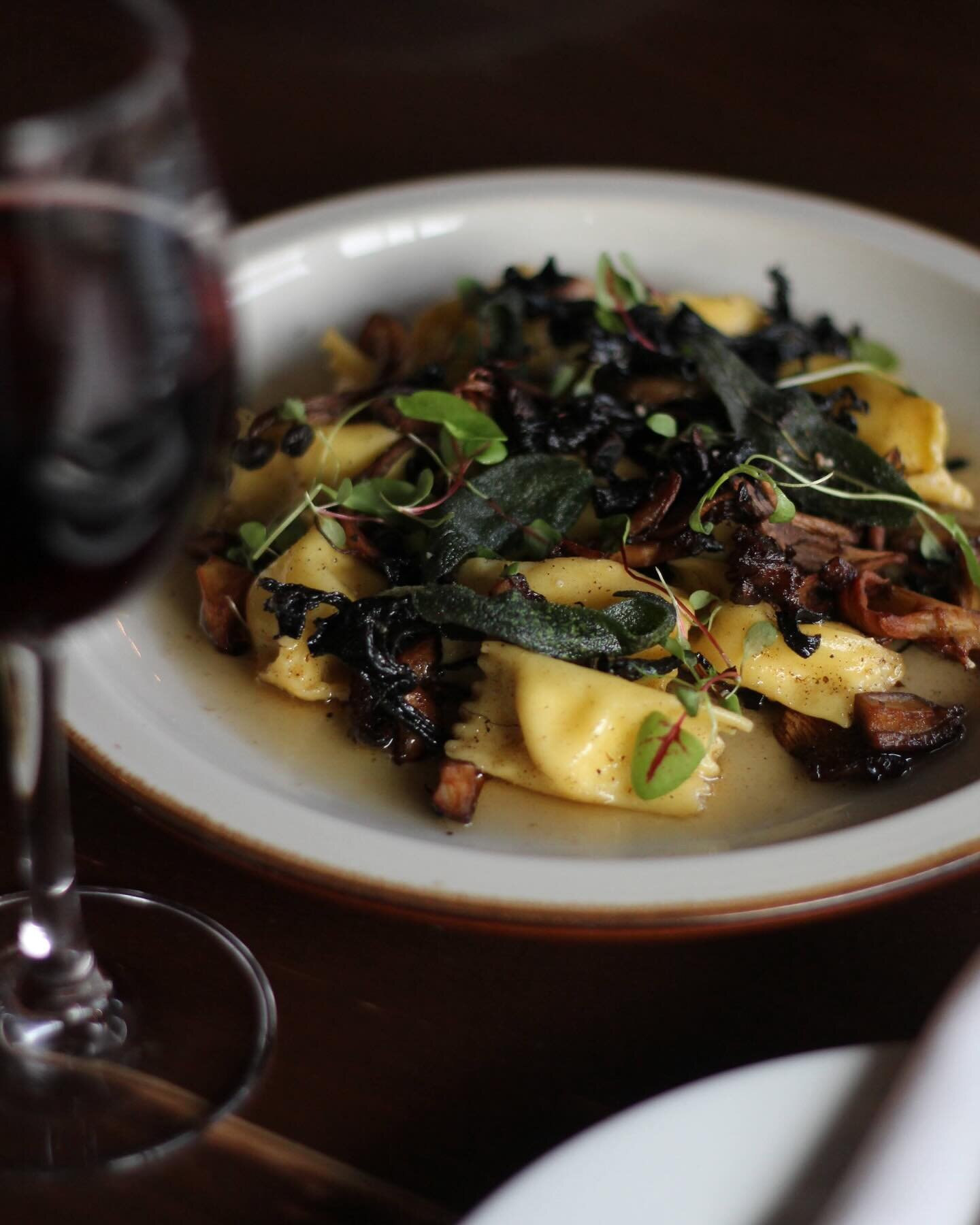 Add our Bellevue location to your plans this weekend and try our new menu. This agnolotti filled with ricotta is a hearty, delicious vegetarian dish with roasted mushrooms, brown butter and sage. It&rsquo;s getting us through shoulder season as we wa