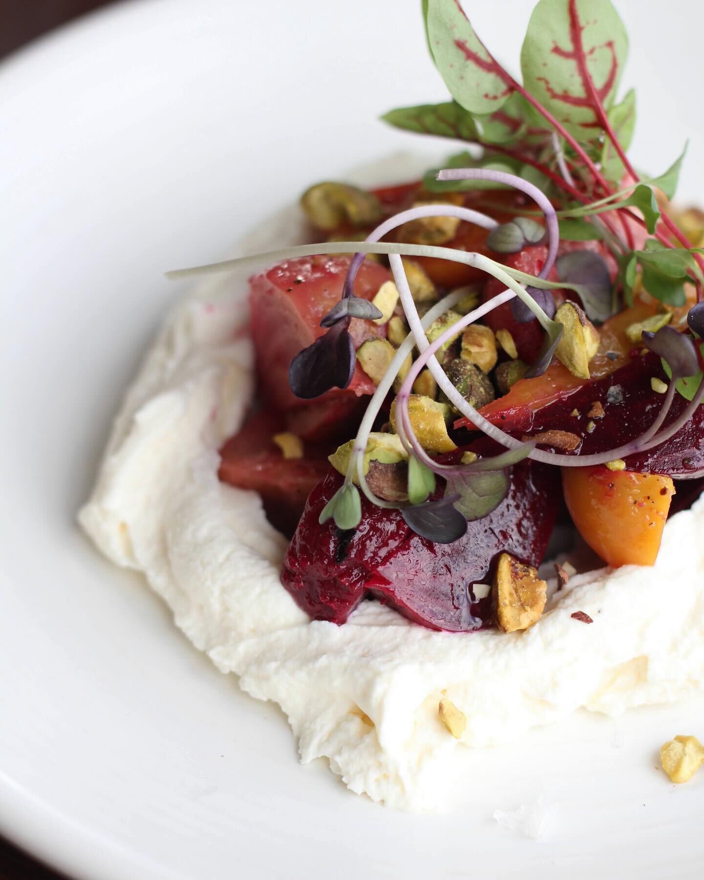 Earthy beets, airy ricotta and salty pistachios make this contorni one of our favorites! And it&rsquo;s pretty to look at