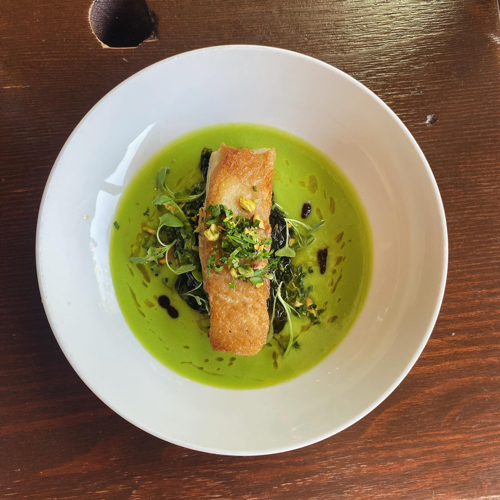 It&rsquo;s the weekend and we have something special for you! Stunning pan seared halibut, pea vine beurre blanc, pea vines and a pistachio gremolata. Chef Donny &amp; Chef Angel are happy to be reunited and working up magic in the kitchen!