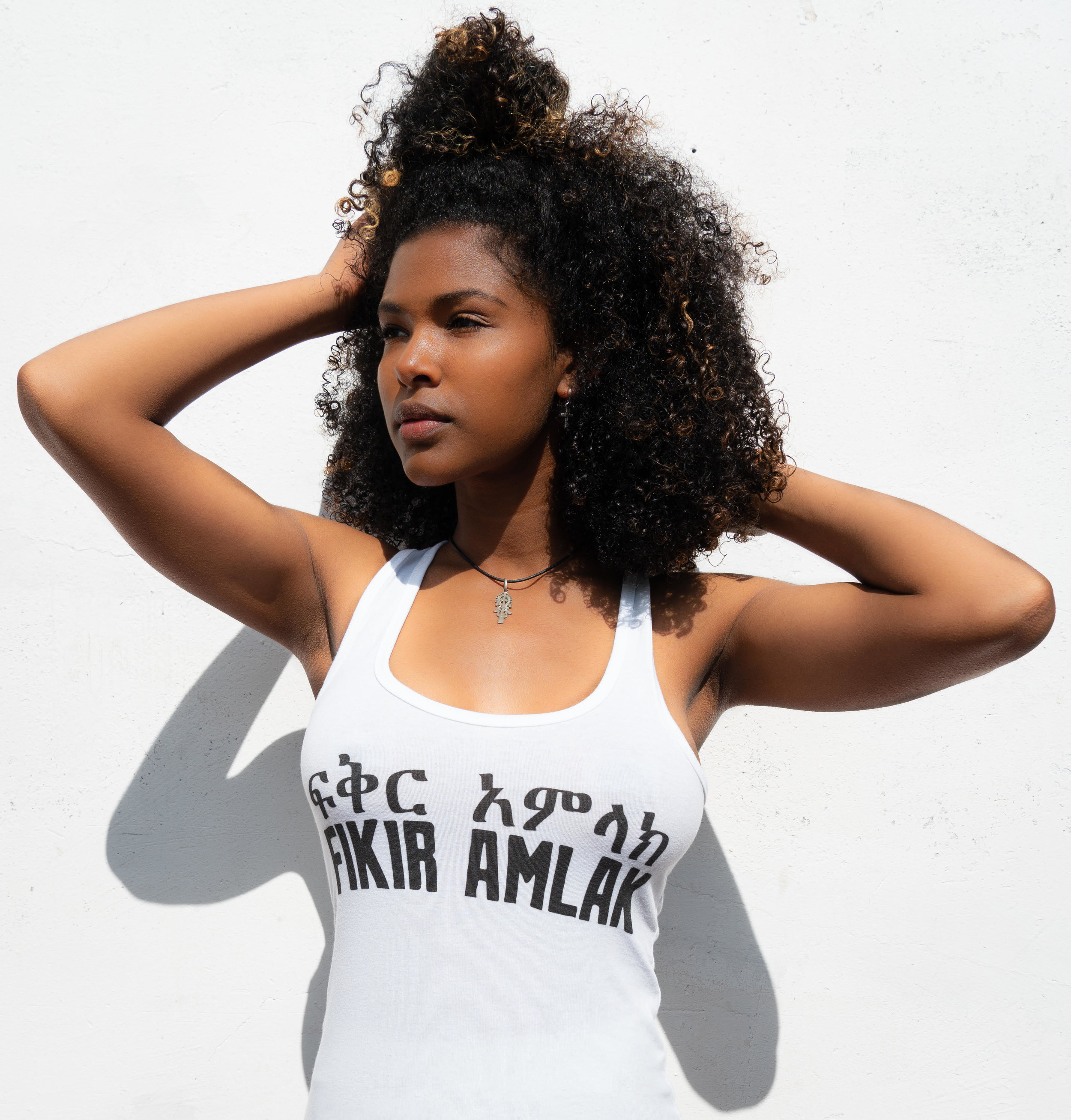 (Female Slim Fit Racerback Tank) Fikir Amlak + Amharic