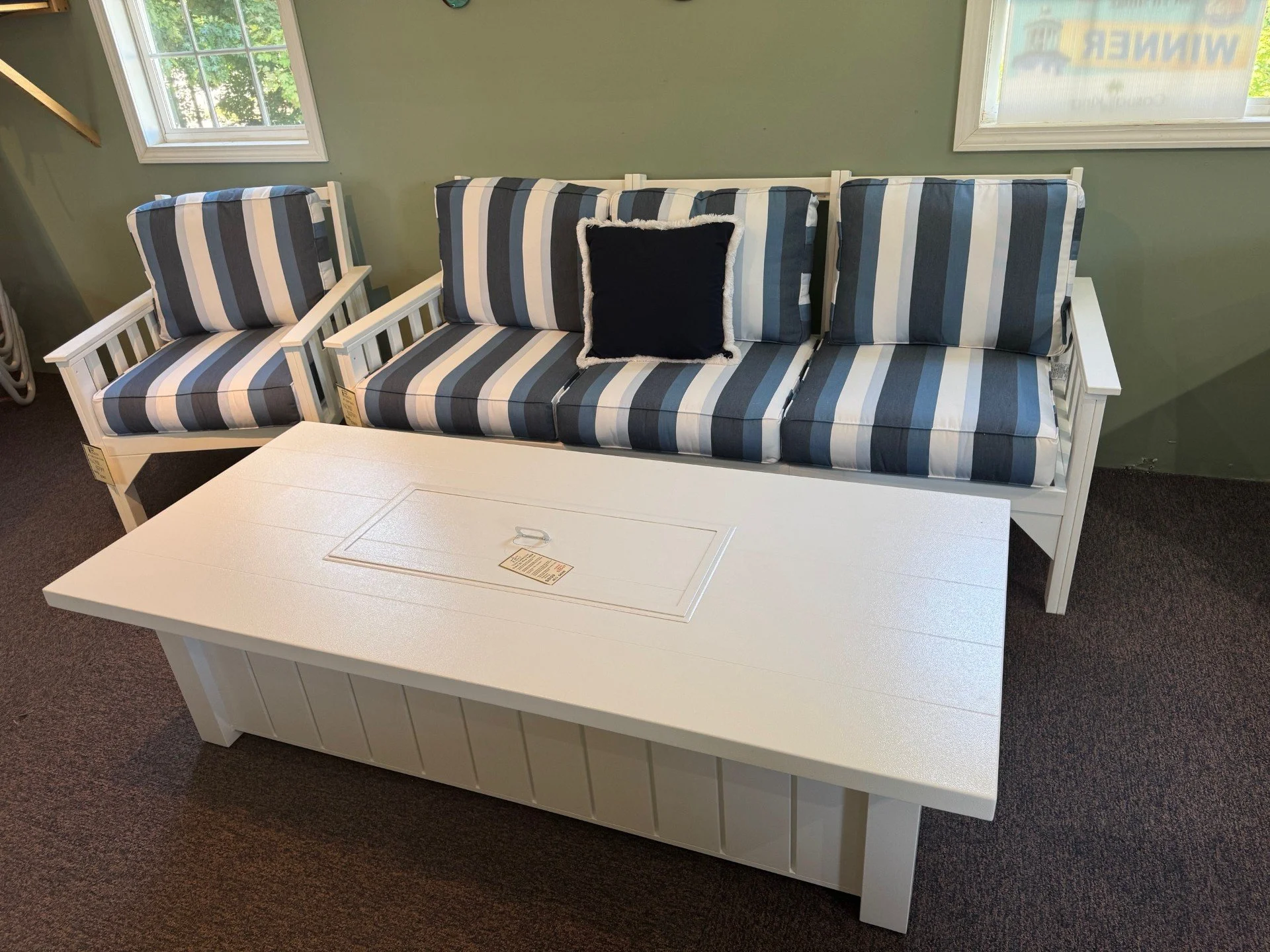 $1799 4th Cliff Sofa in White/Gateway Coast Stripe