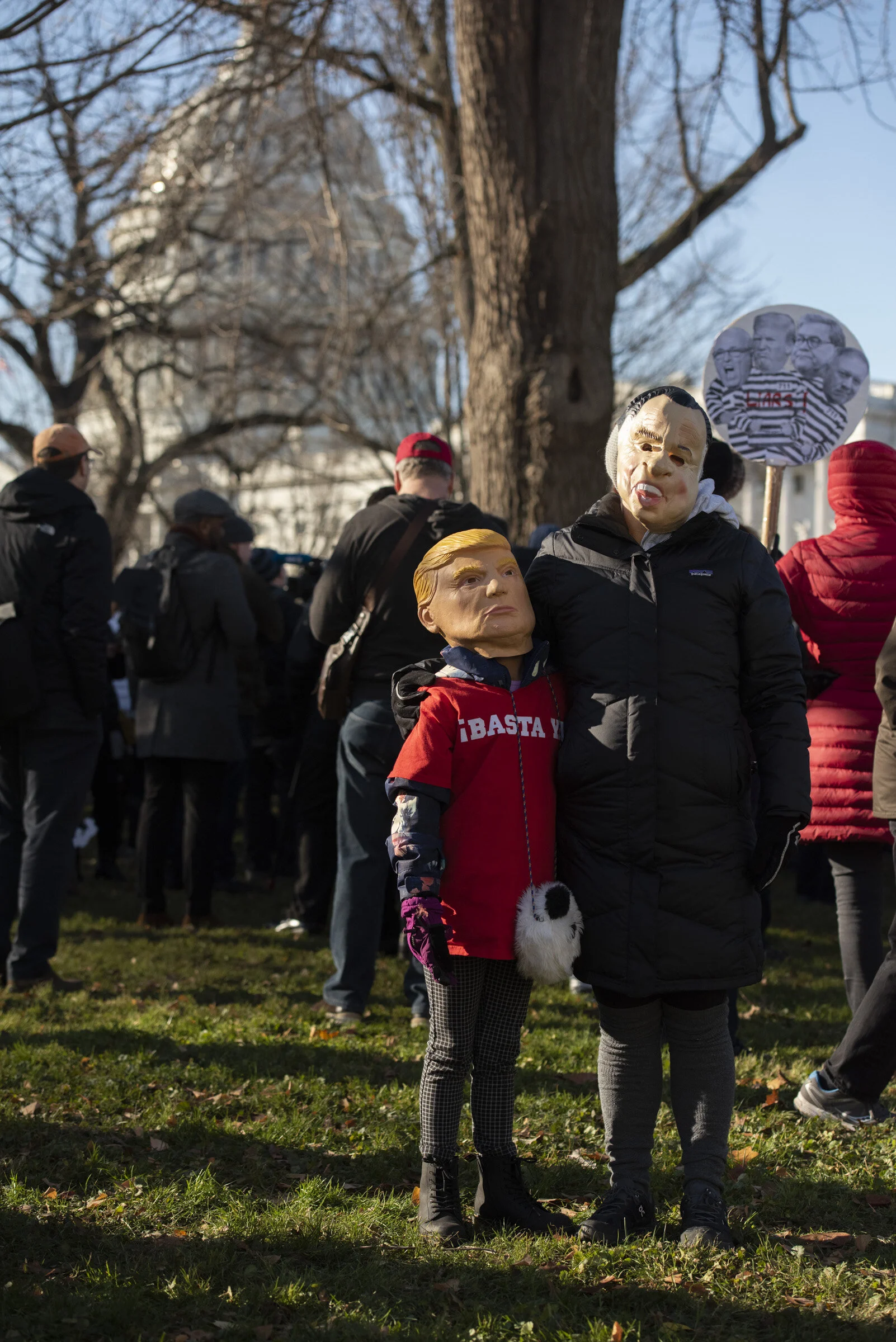  Emery Morales (left) and her mother Ryann (right) attend the "Impeach Trump" rally outside the Capitol Building and across the street from the U.S. Senate on the morning of Wednesday, Dec. 18, 2019; the day Congress voted in favor to impeach Preside