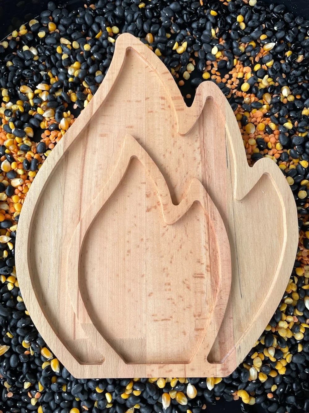 Flame Wooden Sensory Tray - Keep the fire burning