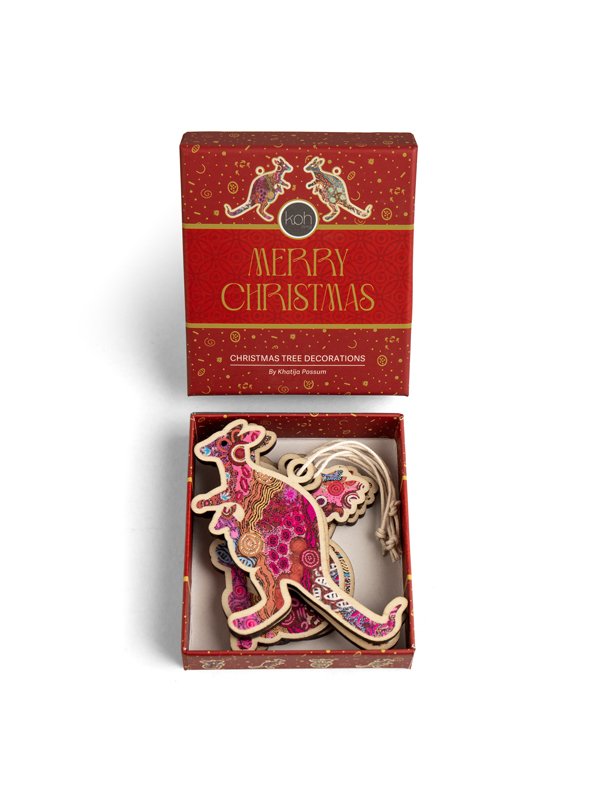 Aboriginal 2025 Mixed 4 Pack Christmas Animal Decorations