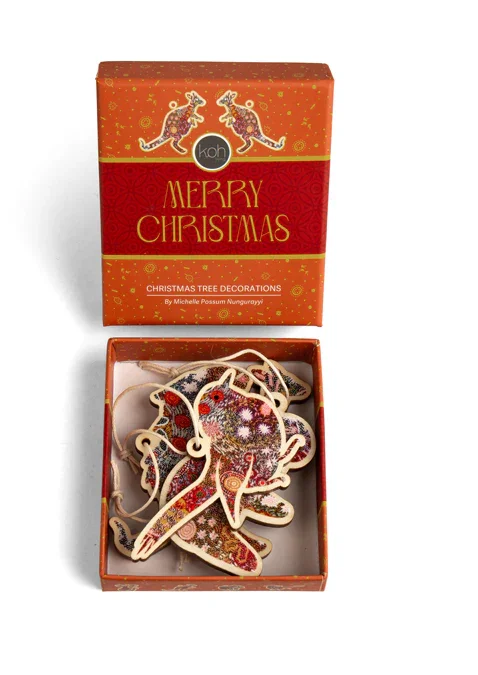 Aboriginal Grandmothers Country 4 Pack Christmas Animal Decorations