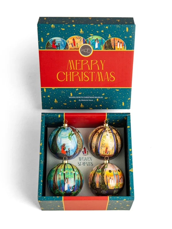 Aboriginal Woven Spirits 4 Pack Baubles
