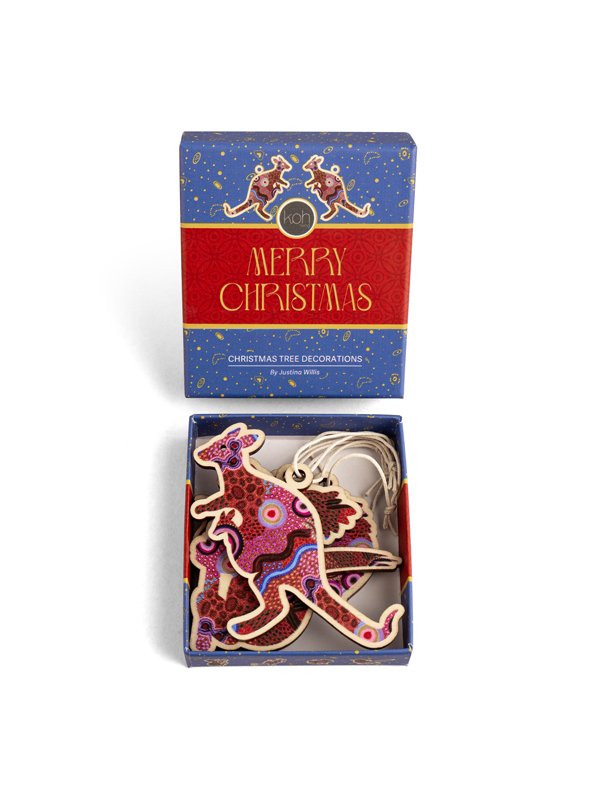 Aboriginal Our Country 4 Pack Christmas Animal Decorations