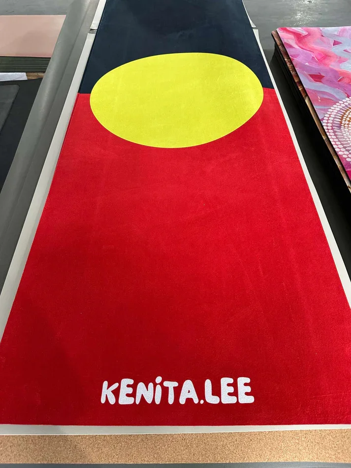 Yoga / Exercise Mat - Aboriginal Flag Design