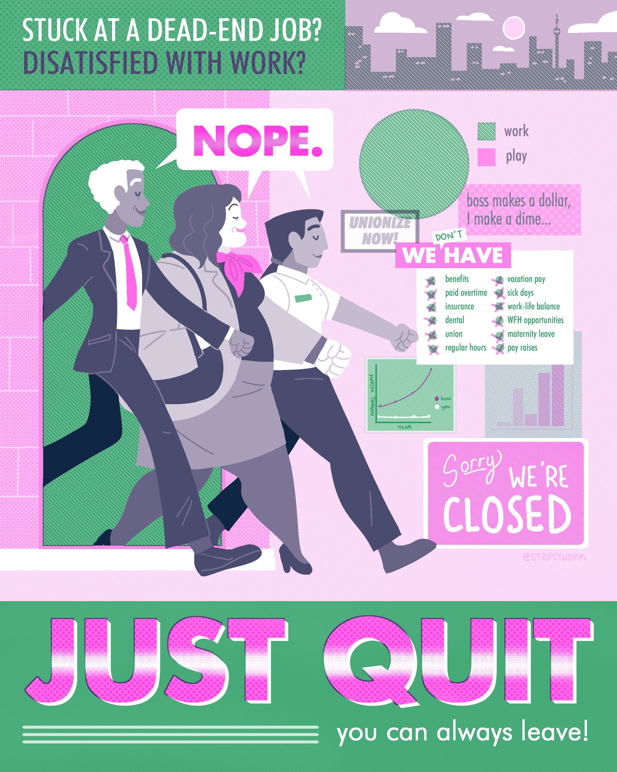 Just Quit - 2 Colour RISO Poster