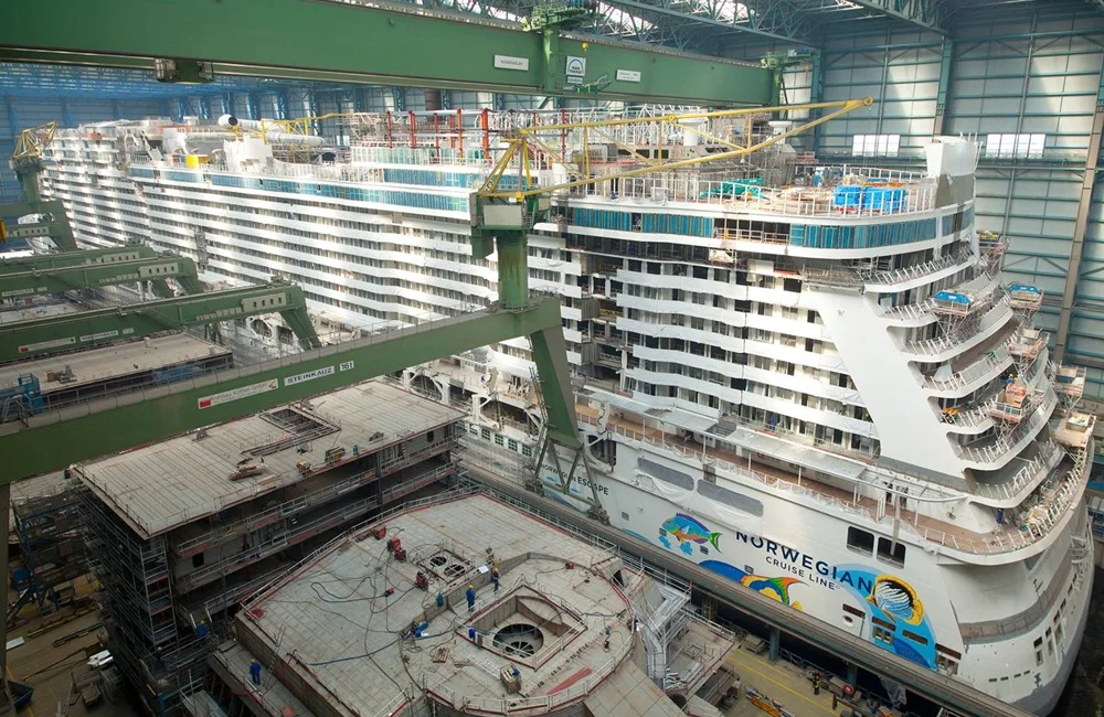The Norwegian Encore is still being fitted out...