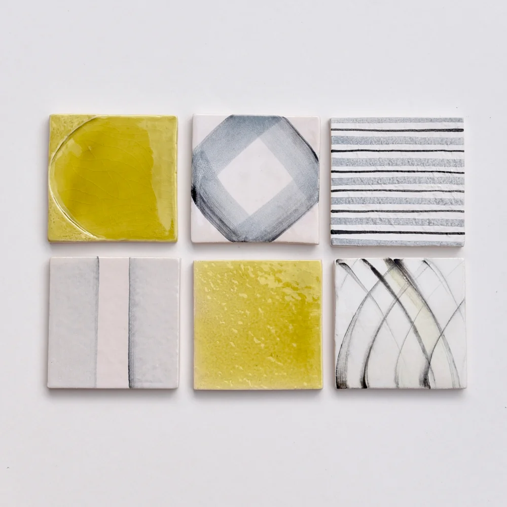 Piccolpasso Handmade Tiles - Mustard & Grey