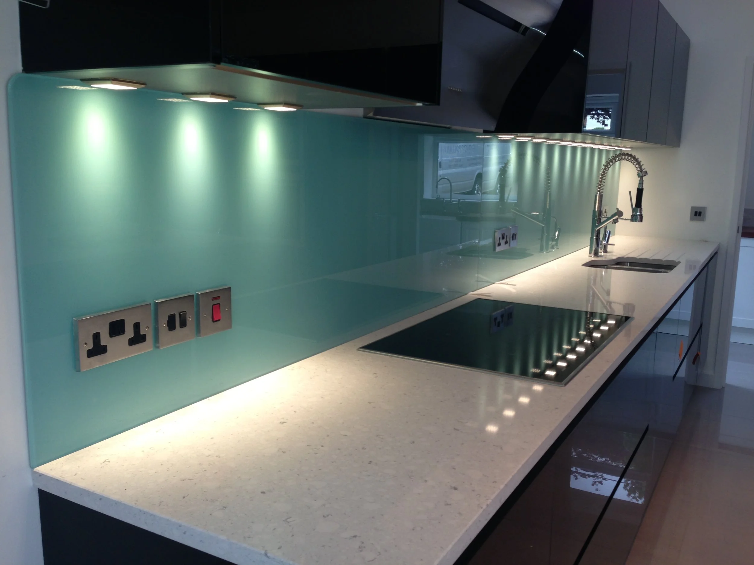 Teal splashback