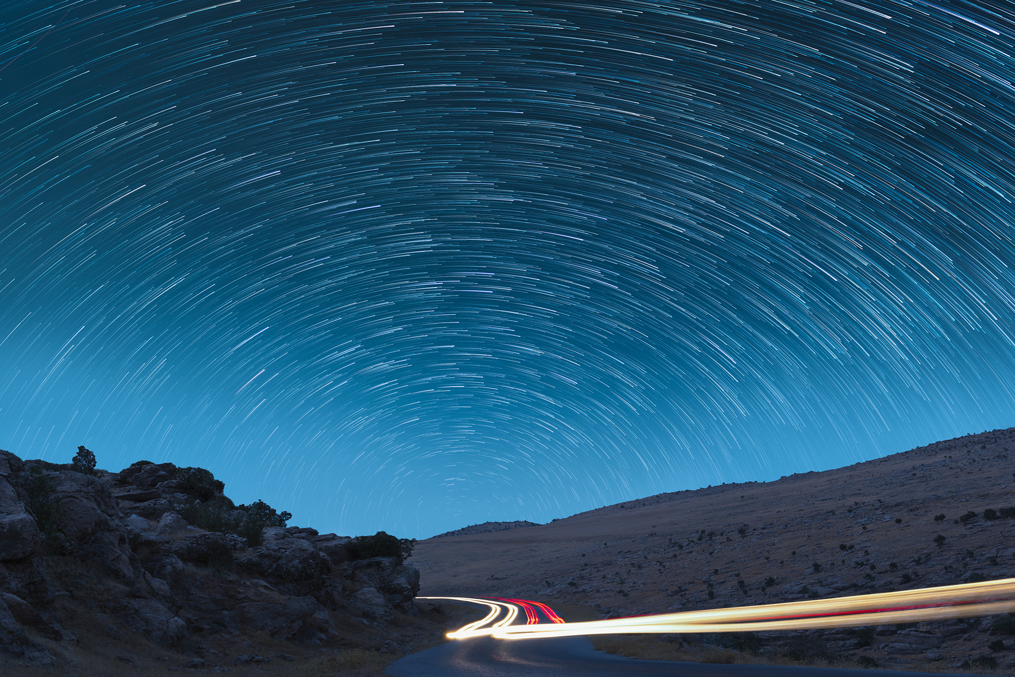 Faded star trail - Makok mountains, Iraq