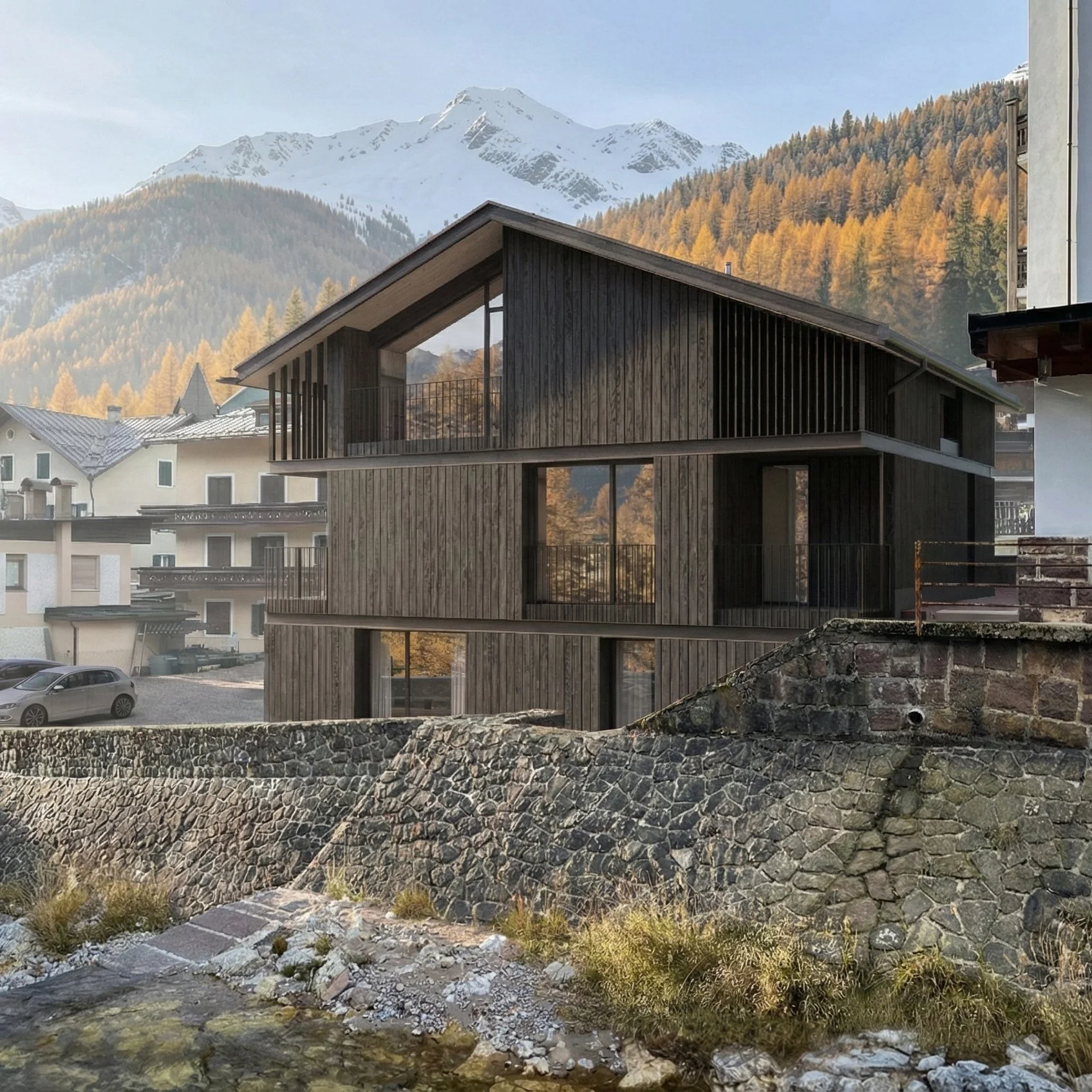    FORESTERIA PRIMIERO ENERGIA    Concorso per demolizione e ricostruzione Ex sede di ACSM a San Martino di Castrozza, Trento   Progetto Vincitore  