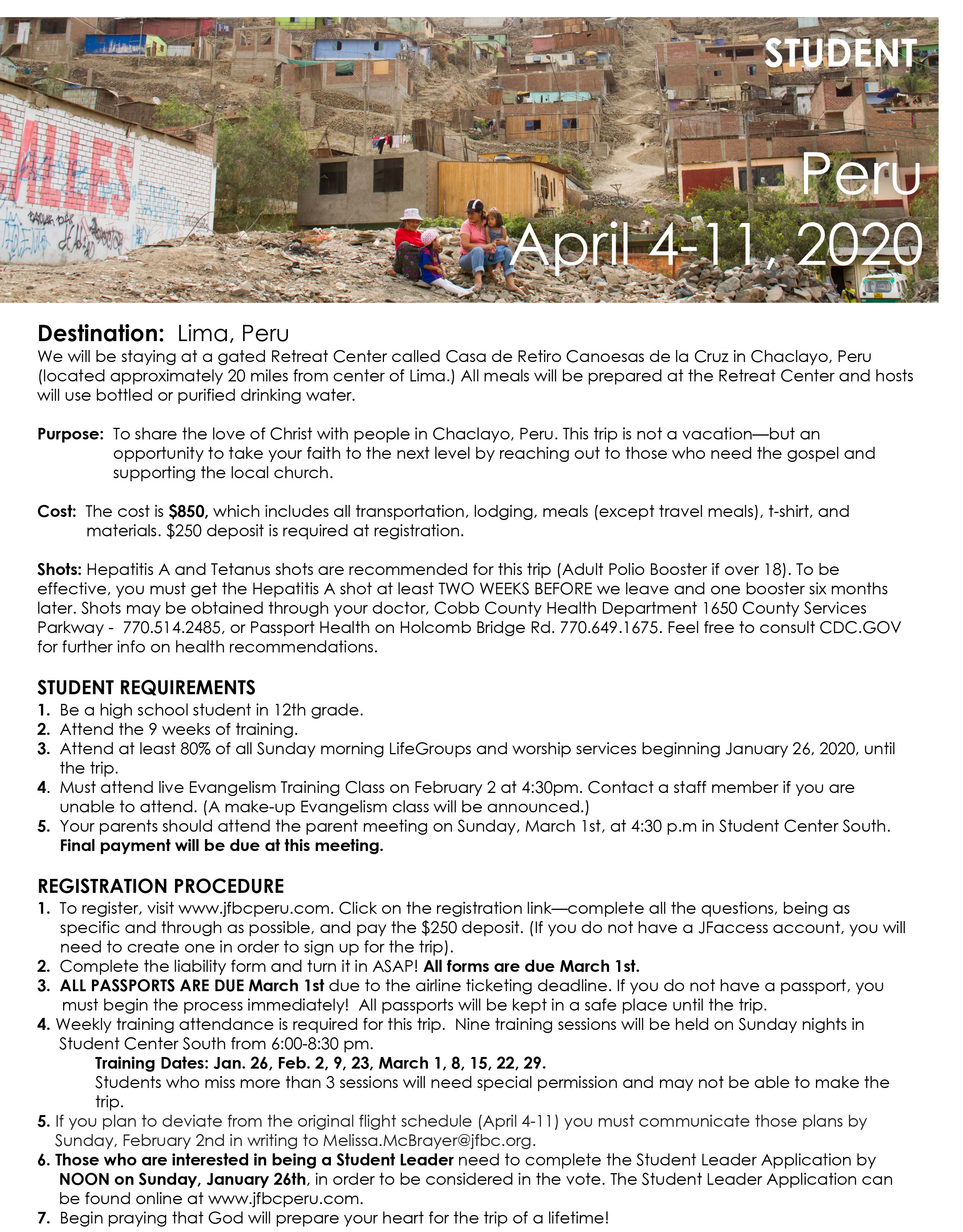 Peru 2020 info sheet