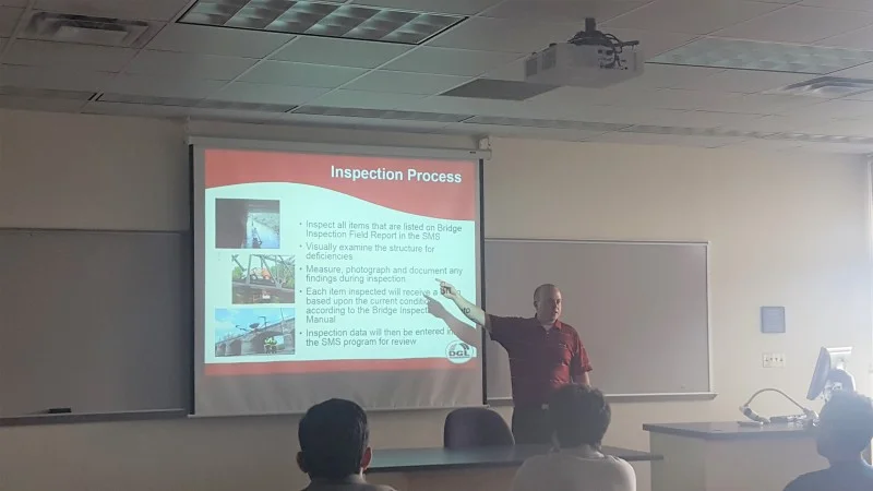Nick Lake Gives Bridge Inspection Presentation for University of Toledo Students