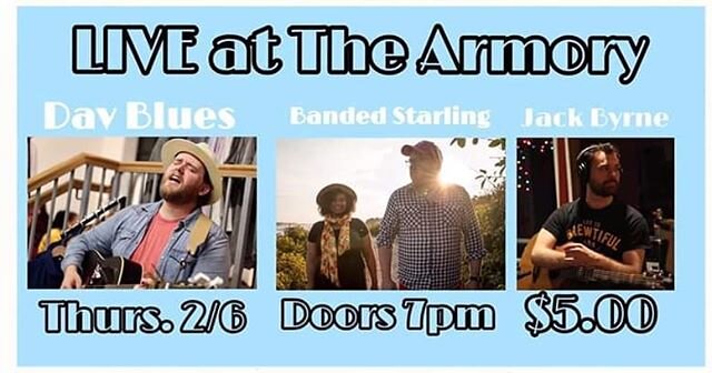 Can't wait to share the stage with @davblues and @jackbyrnemusic !! This is our first time back at The Armory since our release show!! Come hang with us!!