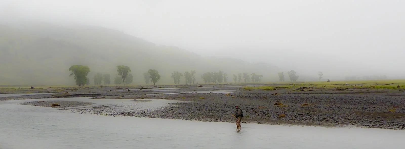 Wade fishing on the Lamar in Yellowstone Park