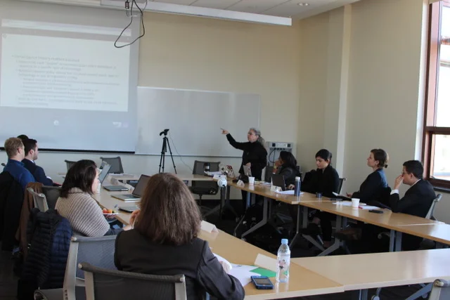 Texas A&M professor Sandra Braman presents at symposium on Internet governance research methods.