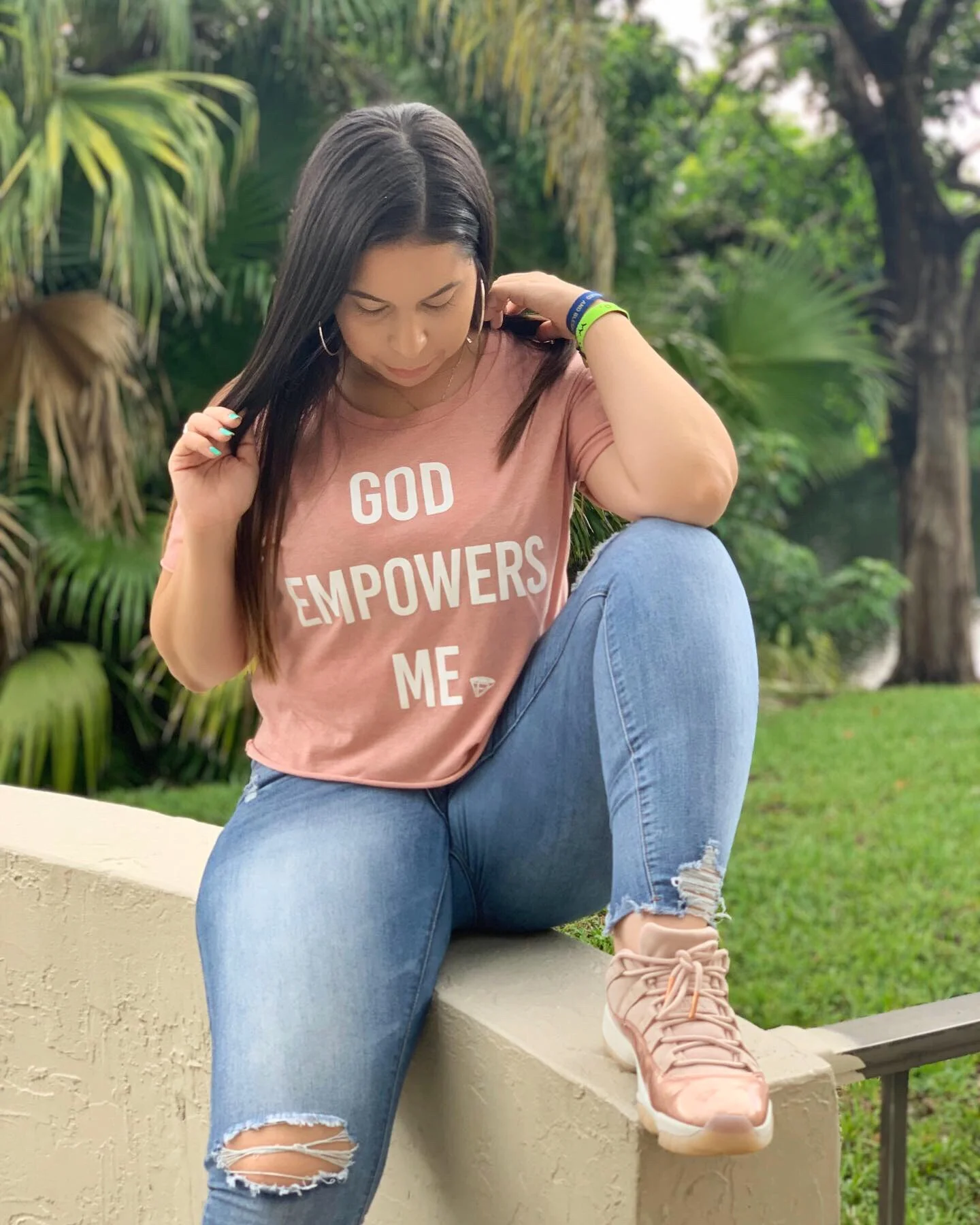 God Empowers Me Pink Crop Top