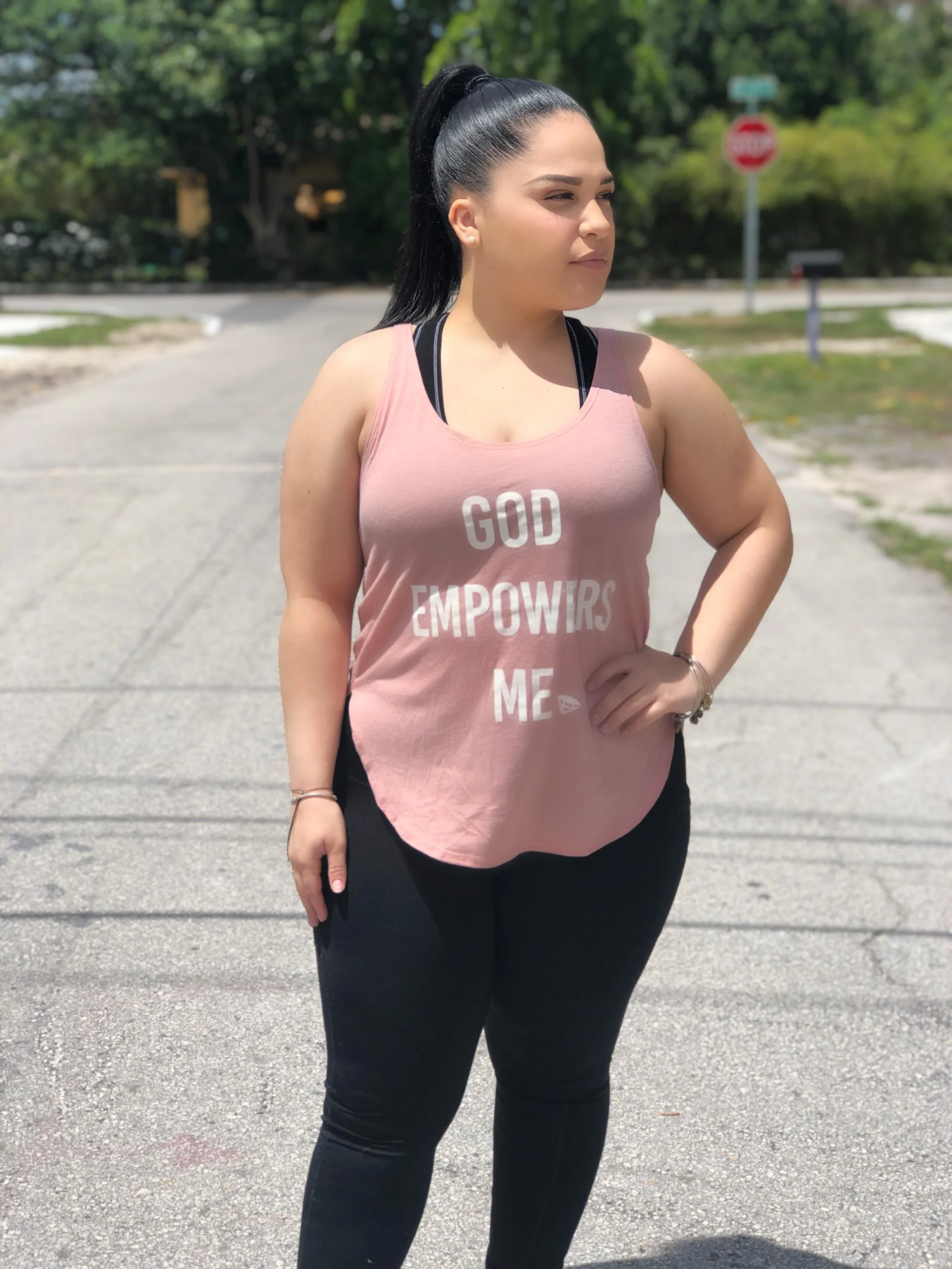 God Empowers Me Pink Flowly Tank Top