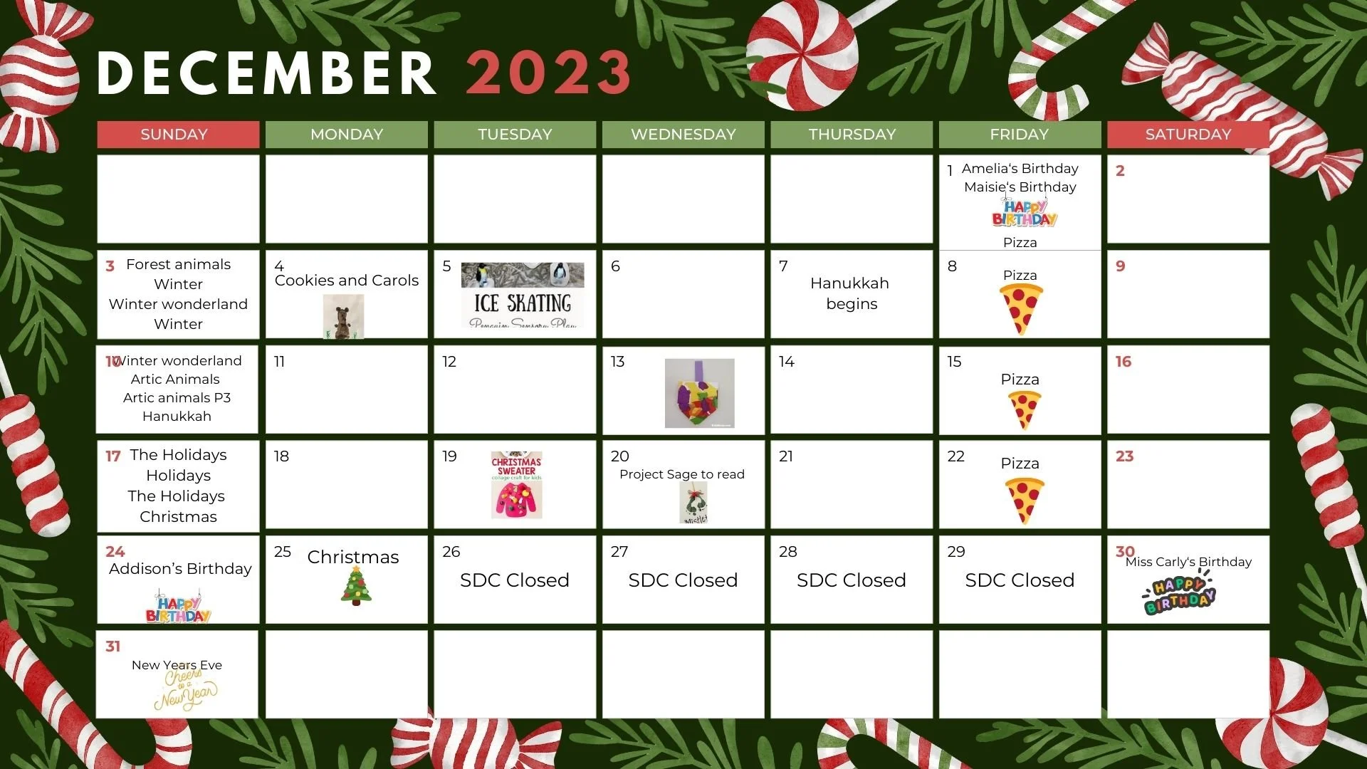 Calendar — Sharon Day Care