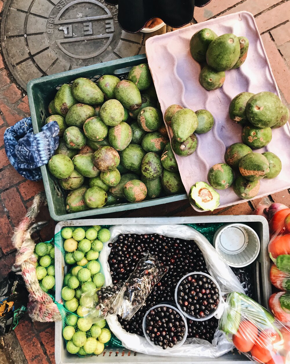  limes, cherries, avocado - street “stall” 