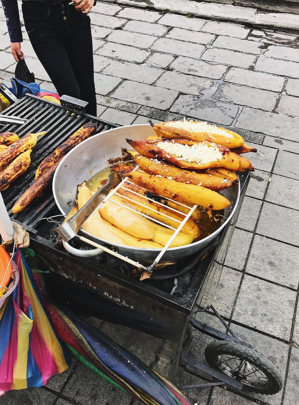  grilled, deep fried plantain, cheese filled - Ecuadorian street food  