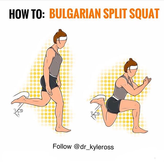 ⭕️HOW TO: Bulgarian Split Squats⭕️
⁣⁣
Here's how to perform it: ⁣⁣
⁣⁣
Okay, first of all you need to get in front of a bench and reach back with one leg, placing it on top of the bench. You can put your whole foot but even toes if you prefer (I typic