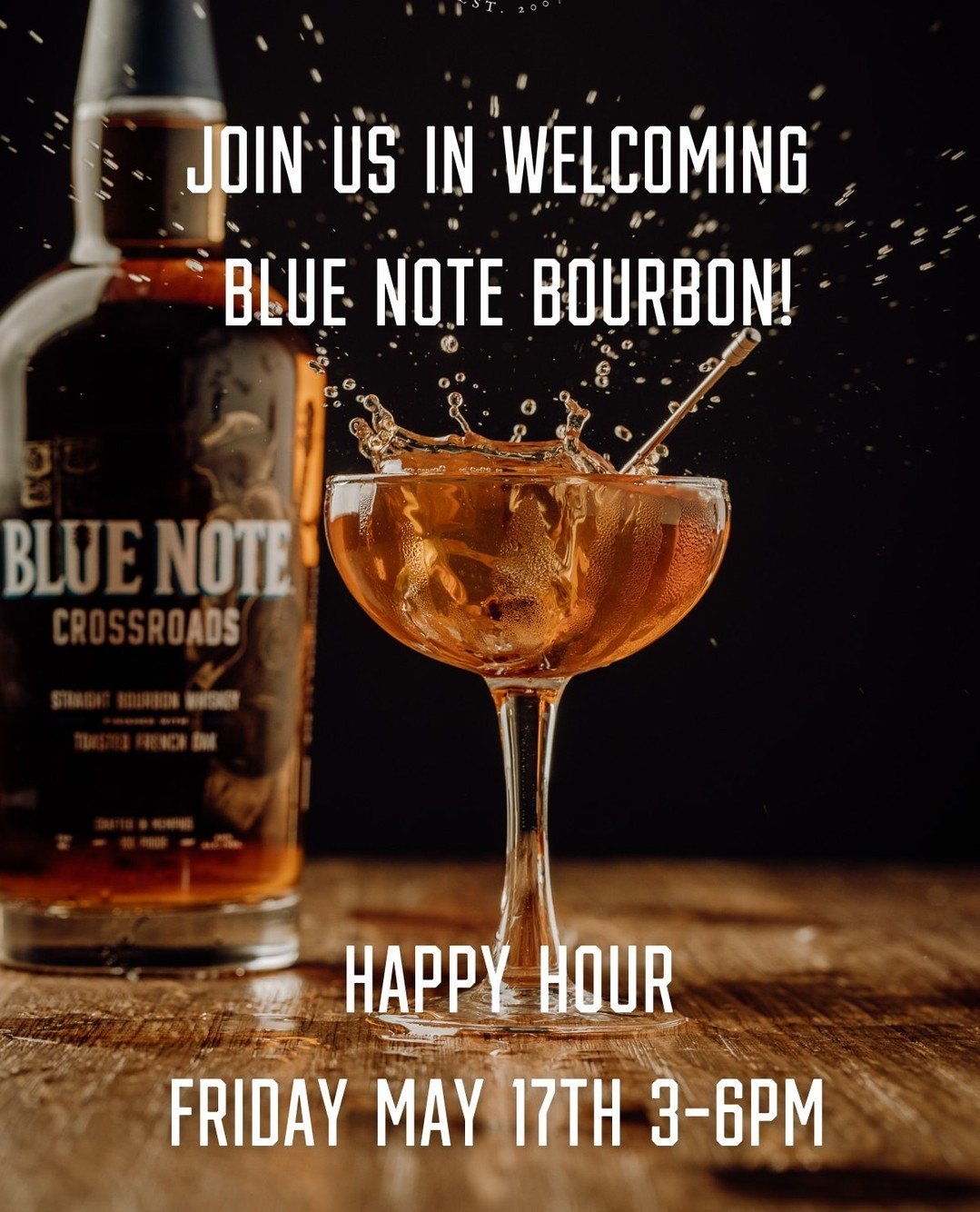Get ready to jazz up your Friday at our Blue Note Bourbon Happy Hour tomorrow. From 3pm to 6pm, swing by and sample our newest pours: Blue Note Juke Joint and Blue Note Crossroads. Let the sweet corn and allspice notes of Juke Joint whisk you away, o