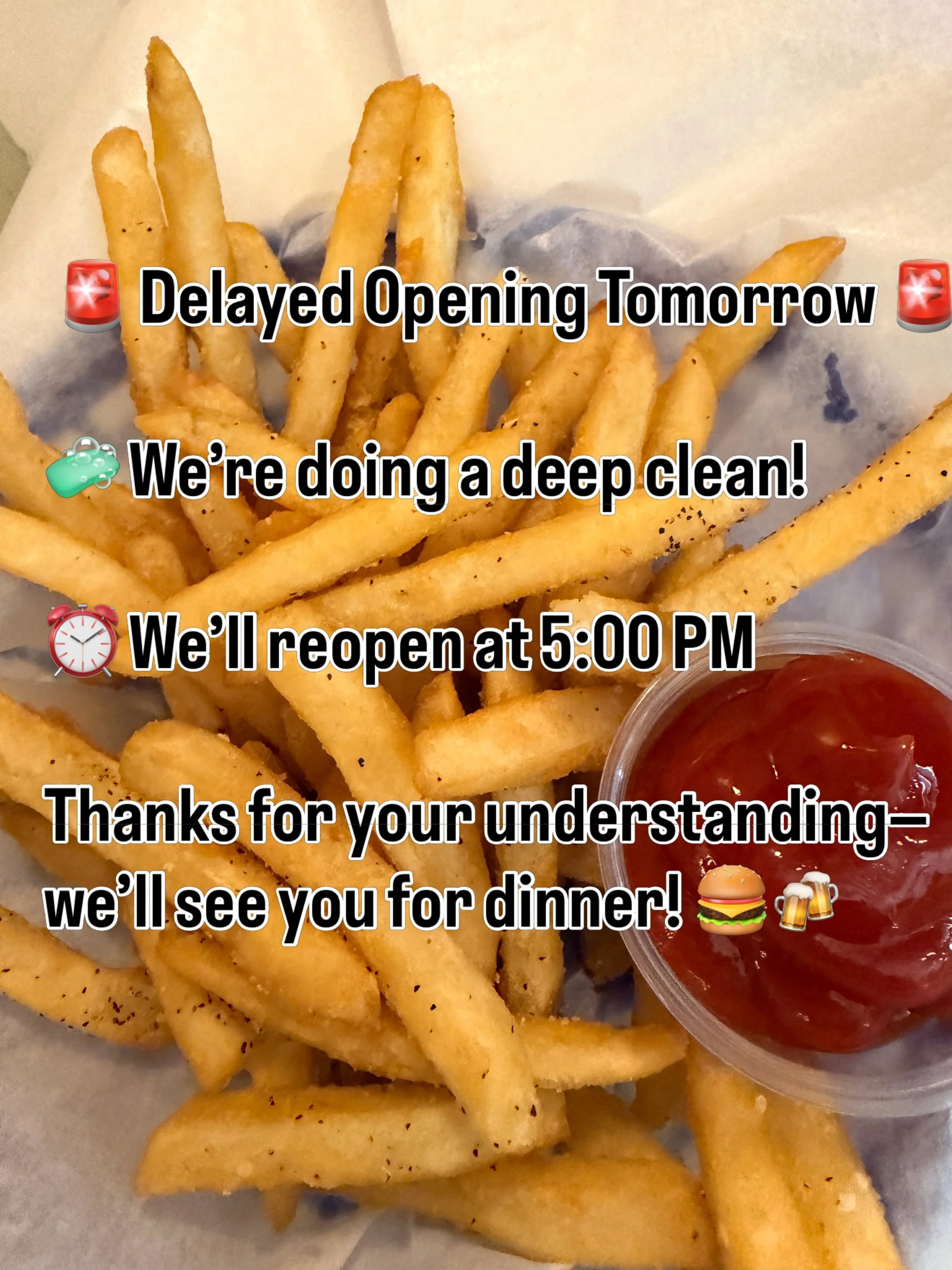 🚨 Heads Up, Neighbors! 🚨

Tomorrow, The Albert will be opening later than usual as our team takes the day to give the restaurant a deep clean.

🧼 We&rsquo;ll reopen at 5:00 PM and be ready to serve dinner and cold drinks.

Thank you for your patie