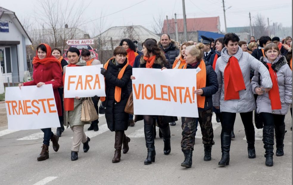 Women positive champions: survivors of violence and supporters demonstrating in Moldova. Source: UN Women used with permission.