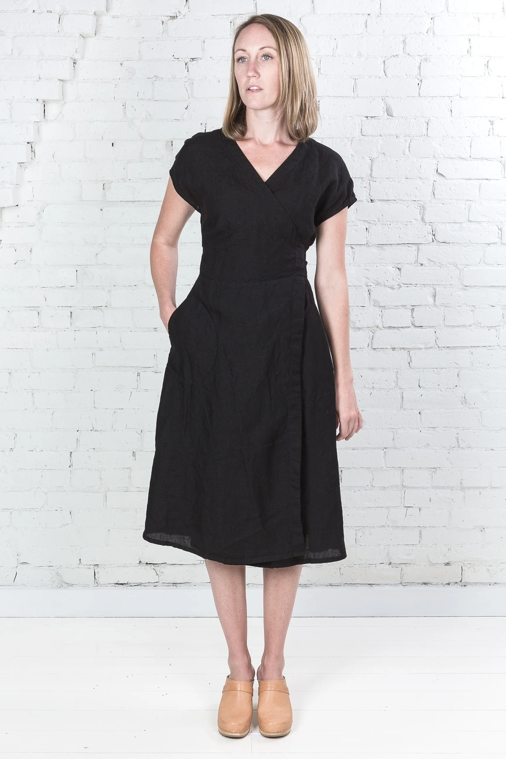 412 linen made in maine wrap dress