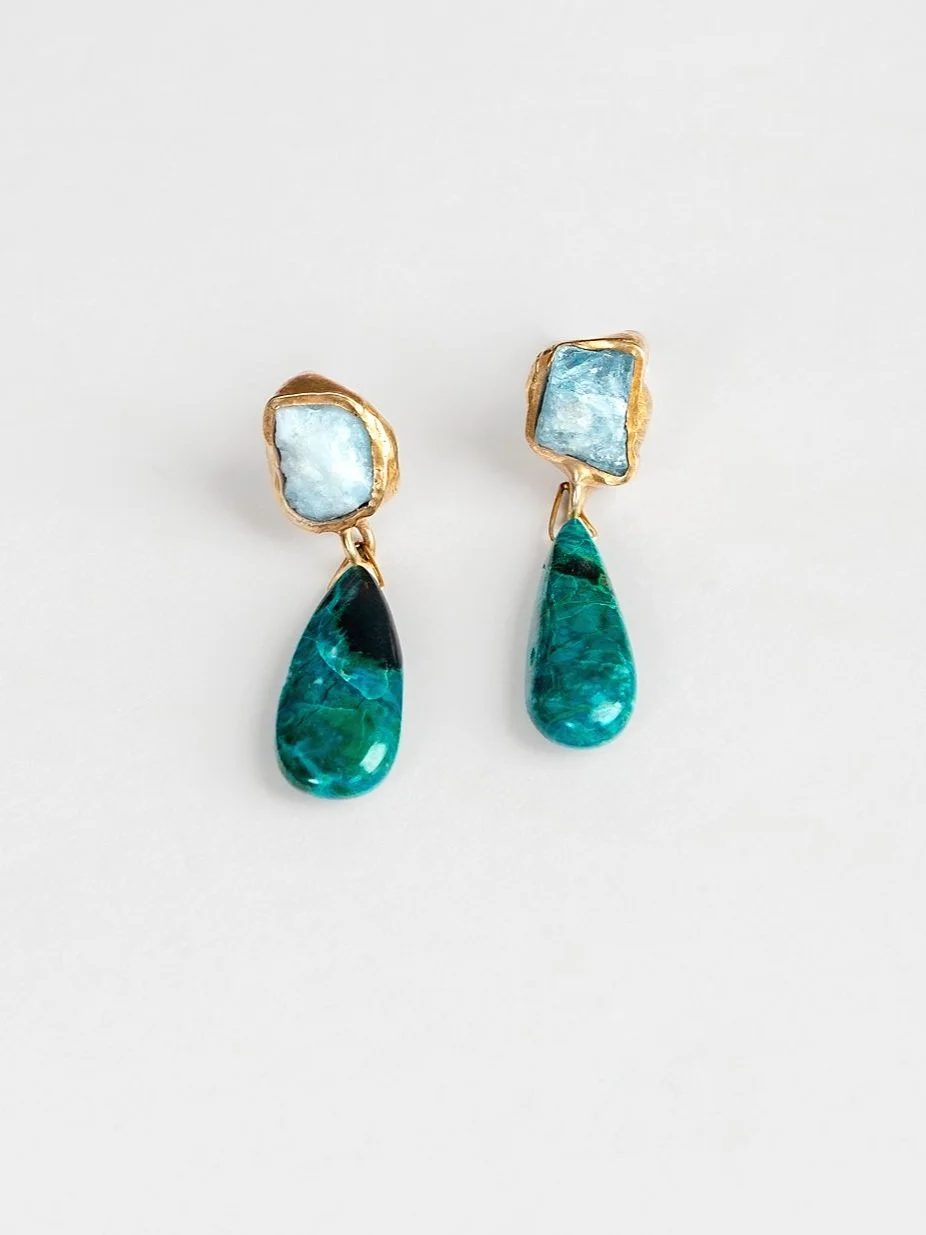 Aquamarine Chrysocolla Earrings