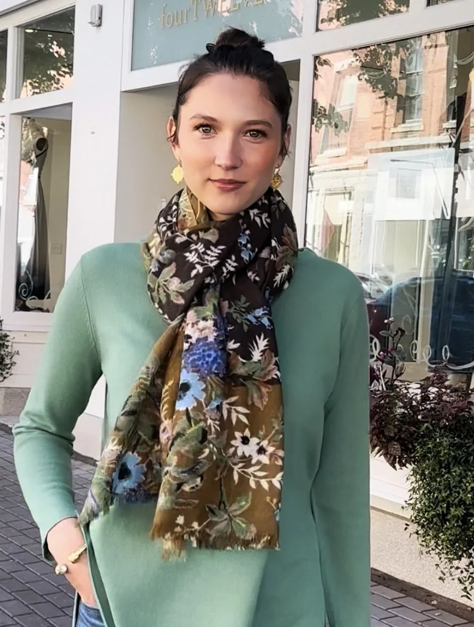 Floral Shawl - Deep Green