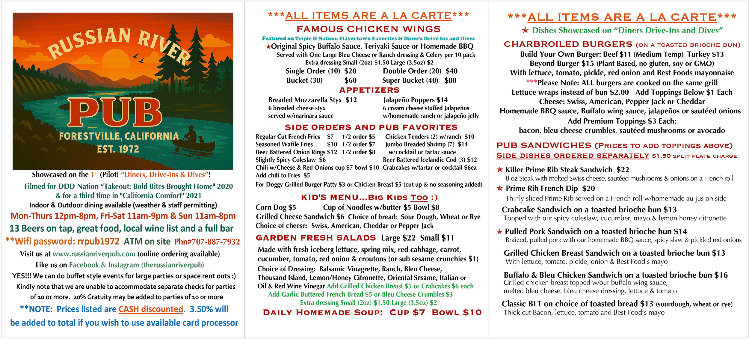Russian River Pub Menu