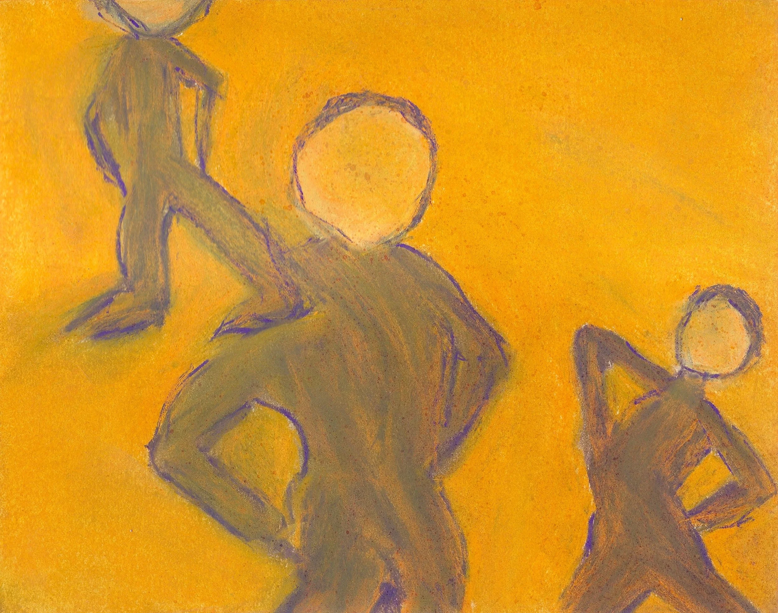 3 figures, pastel, 9x12, $40