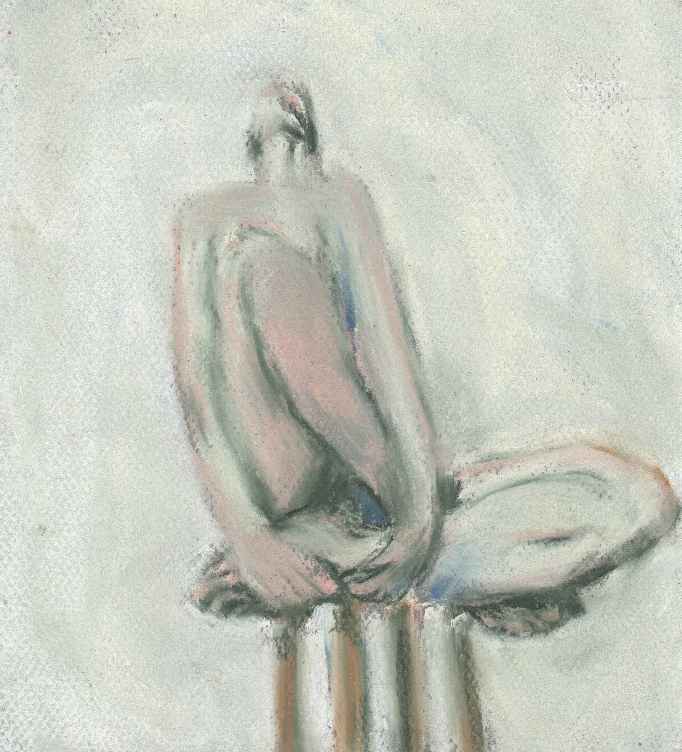 Nude on a stool, pastel, 8x10, $45
