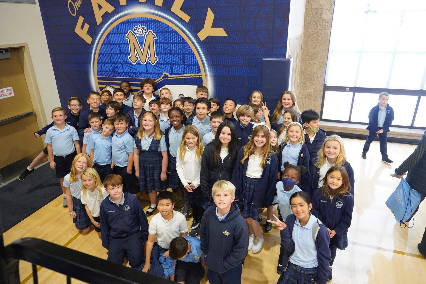 Cutest cheering section ever? Thanks for spending some of your day with us @oldmissionschool!! #OneFamily