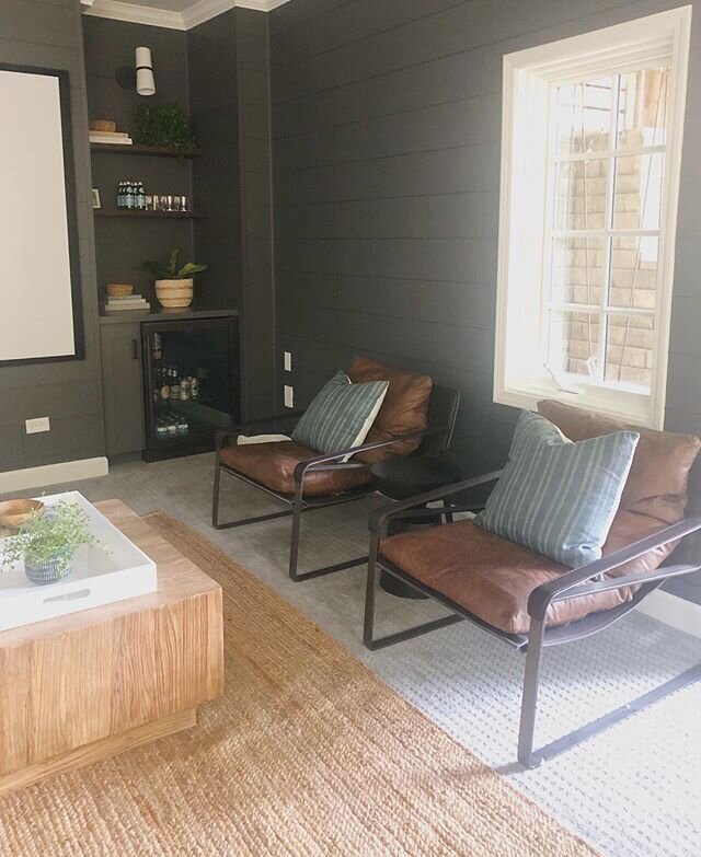 Yesterday we did a basement install for our clients that love to host. They have a giant projector screen and wanted the space to feel like an entertainment area so we added built-ins, some countertop space, lots of seating (sectional is still to be 