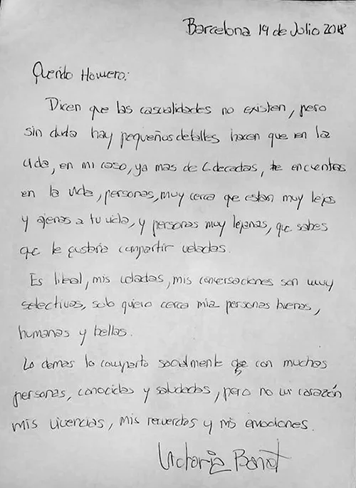 Carta de Victoria Bonet a Homero