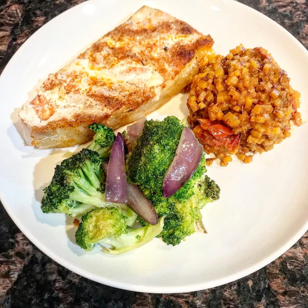 RECIPE |CaJUN ButTER HaLIBuT &amp; RiCED PARMESAN Squash