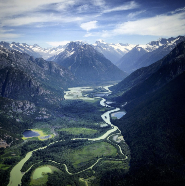 The Klinaklini River flows through BC’s Coast Mountains. Here is a calm section before it drops into the class V canyon. Photo: Maranda Stopol.